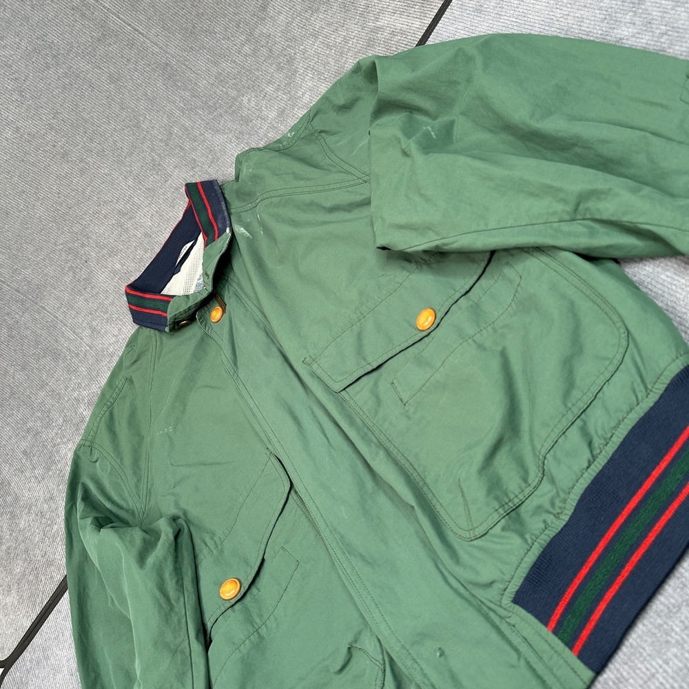 Vintage Burberrys Harrington Bomber Jacket Green Striped Trim Made in Spain - Picture 2 of 16